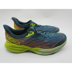 HOKA ONE ONE Speedgoat 5‎ Shoes Mens Size 12 Blue Orange Trail Running Vibram
